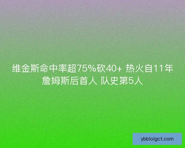 维金斯命中率超75%砍40+ 热火自11年詹姆斯后首人 队史第5人
