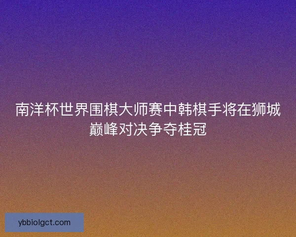 南洋杯世界围棋大师赛中韩棋手将在狮城巅峰对决争夺桂冠